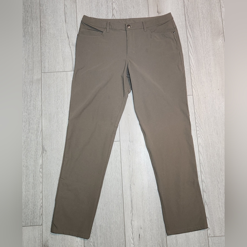 Lululemon ABC Classic-Fit Trouser Pants Men Sz 36x33 Artifact Olive Brown Khakis